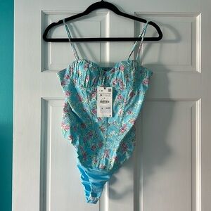 NWT Zara corset floral bodysuit, size M